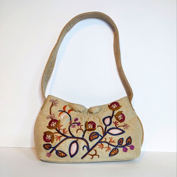 Forever by Fossil Vtg Canvas Embroidery Mini Purse - Picture 3 of 10